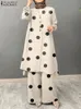 Vêtements ethniques ZANZEA Femmes Musulman Automne Vintage Imprimé Ensembles Casual Lâche Urbain Survêtement Turquie Islamique Vêtements Deux Pièces Ensembles Outifits 230616