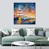 Abstracte kunst aan de muur Zeilboten in Sunrise handgemaakte olieverfschilderij Canvas Artwork Contemporary Home Decor