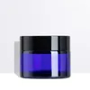 20g 30g 50g Cosmetic Jar Blue Glass Jar Cosmetic Lip Balm Cream Jars Round Glass Bottle with inner PP Liners Tqpsh