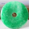 Colares com Pingente Donut 40mm Conta Redonda Círculo Pedra de Cura Real Rosa Cristal Verde Jade Colar Adequado Para Mulheres Homens Jóias Presente 1Pçs