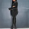 Kvinnors tvåbitar byxor Kvinnor Fashion Sexy 2st Set Suits Personlighet Oregelbunden Bright Line One Sleeve Design Sport Slim Trousers