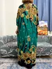 Etniska kläder muslimska abayor för kvinnor Dubai Loose Maxi Embroider Robe Femme Musulmane African O-Neck Print Floral Dress with Big Scarf 230616