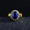 Обручальные кольца простой синий драгоценный камень создает золото покрытое кольцом