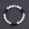 Strand 10sts Green Aventurine Tigers Eye Rose Quartz Stone Pärlor Armband Kvinnor Män Black Energy Buddha Yoga String Armband smycken