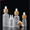 2021 Natural Bamboo Cap Frost Glass Droper Bottle Aromaterapy Liquid Serum 1oz Essential Basic Massage Oil Pipette REFILLABLEBLEABOOD QUTTIT
