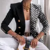 Abiti da donna Blazer Elegante Cappotto corto Blazer da donna Stampa di moda Doppio petto Autunno Inverno Risvolto Manica lunga Giacca slim per Office Lady 230615