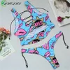 Abiti a due pezzi Costumi da bagno da donna Bikini Tankini Costume da bagno Sexy Bandeau Push Up Stampa africana Perizoma Costumi da bagno con lacci Biquini Costume da bagno Bikini donna 230616