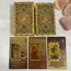 Activités de jeux de plein air Tarot doré étanche 12 x 7 cm Cartes anglaises classiques pour débutants avec guide papier Runes Divination Deck 230615