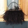Bolsas de noite 2023 tendência feminina marca de cabelo de avestruz bolsa de banquete bolsas de grife de luxo moda corrente ombro embreagens