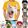 Camisetas masculinas 2023 moda feminina/masculina estampa 3D Bull-terrier camiseta casual manga curta tamanho XS-5XL