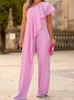 Kobiety Jumpsuits Rompers Eleganckie jedno ramy Ruffles Jobsit Kobiet Solidne swobodne rękawie luźne rompers letnie biuro dama mody mody kombinezon 2306615