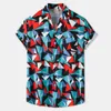 Men's T Shirts Big Tall Men Printed Casual Summer Short Sleeve Beach Button Down With Pocket Boy 12