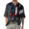 Мужские рубашки Mens Mens Summer Day Day Flag Flag цифровой 3D -печать пузырьковые морщинистые ткани.