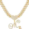 Pendant Necklaces English Alphabet Letters Pendants Cuban Link Chain Necklace Jewelry Heart Drop Delivery Dh2Ji