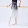 Scenkläder kvinnor lång chiffong balett kjolar vuxna dans kjol mjuk gradient grå klänning kostymer för vuxen flicka ballerina