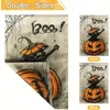 1 peça, bandeira de jardim de Halloween 12,5 x 18 polegadas vertical dupla face, abóbora-aranha gato Boo bandeiras de Halloween serapilheira pequena casa bandeira de quintal para decoração interna ao ar livre