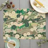 Table Mats Traditional Japanese Pattern Kitchen Placemat Linen Vintage Luxury Dining Pad Bowl Cup Mat Home Decor