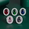Обручальные кольца 2023 Роскошные розовые голубое зеленое фиолетовое красное овальное обручальное кольцо для женщин -юбилей подарки