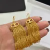 New designed Arc De Triomphe tassels pendant EARRINGS necklace IN BRASS WITH GOLD SHINY WOMEN EAR HOOPS Designer Jewelry ER90089