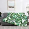 Blanket Banana Throw Blanket Tropical Theme Blanket Green Leaves Queen Size Fleece Blanket for Sofa or Bed R230616