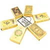 Activités de jeux de plein air 12 * 7cm doré luxe feuille d'or tarot dorure PVC étanche résistant à l'usure jeu d'échecs carte papier divination manuel 230615