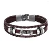 Link Bracelets 2023 Leather Men Bracelet High Quality Boys Courage Knight Skull Male Charm Jewelry Pulseira Masculina