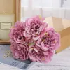 Dried Flowers New 5pcs a bunch of peony artificial flowers silk home decorations wedding bridal bouquets