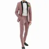 Męskie garnitury 2 -częściowe Kurz Pink Men garnitur czarny szal Lapel Prom Terno Masculino Groom Wedding Tuxedo Costume Homme Blazer Fashion