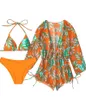 Costumi da bagno firmati Bikini Costumi da bagno da donna Stampa sexy Costume da bagno bikini a triangolo con scollo all'americana per donna 3 pezzi Cover Up Abbigliamento da spiaggia Bikini Set Costume da bagno femminile