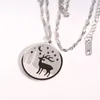 Chains Natural Scenery Mountain Forest For Women Silver Color Moon Deer Pendant Chain Necklaces Charm Stainless Steel Jewelry Gifts