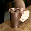 Tazze Tazze da tè giapponesi Set Tazza da caffè resistente al calore dell'acqua vintage con coperchi Tazza da birra in rame fatta a mano Bella