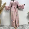 Etnische Kleding Mode Kimono Ramadan Eid Borduren Abaya Dubai Turkije Moslim Vrouwen Bescheiden Jurk Islamitische Gewaad Kaftan Femme Musulman