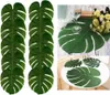 Fleurs décoratives 48pcs grandes feuilles de palmier tropicales artificielles 13,8 x 11,4 pouces Hawaiian Luau Party Tiki Aloha Jungle Beach Birthday