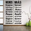 Citazioni spagnole Adesivi murali Frasi impermeabili Adesivo francese per arredamento camera da letto Decalcomanie romantiche Carta da parati Decorazioni murali RU155