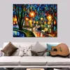 Fine Art Canvas Schilderij Park by The Lake Handgemaakt Hedendaags Kunstwerk Landschap Wanddecoratie