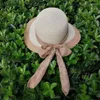 Wide Brim Hats Summer Women's Big Bow Straw Hat Portable Foldable Spring Eave Beach Outdoor Hand Woven Solid Color Sun Wholesale