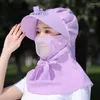 Bandanas USB Rechargeable Fan Hat Large Brims Face Covering Tea Picking Cap Sun Protection Shading Ultraviolet-proof Headgear Outdoor