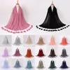 Foulards Couleur Unie Écharpe Unie Avec Gland Musulman Arabe En Mousseline De Soie Hijab Châles Tête Wrap Turban Shaylas Femmes Cheveux Accessoires 175 70cm