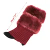 Damensocken für Damen, Winter, warm, Häkelstrick, Fellbesatz, Bündchen, Topper, Stiefel, N11, 20 Tropfen