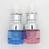 Flacone contagocce in vetro di lusso da 20 ml 30 ml Bottiglie di siero uniche blu con speciale copertura in argento Prezzo moderato Dmqwl