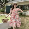 Party Dresses Big Fat Woman French Temperament Of Restoring Ancient Ways Is Split Floral Code Female Tender Bind Knee-length Skirt Dress