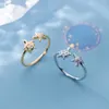 Femmes bande anneaux rétro Vintage mignon tortue et étoile de mer anneau Simple Zircon anneau pour fille cadeau d'anniversaire