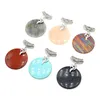 Pendant Necklaces Natural Stone Round Black Agate Bule Turquoise Malachite Charms For Jewerly Making DIY Necklace Accessories 50x50mm