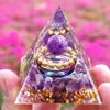 Objets décoratifs Figurines Générateur d'énergie Orgone Pyramide Améthyste Péridot Guérison Cristal Naturel Reiki Chakra Orgonite Méditation Outil 230615