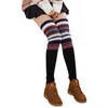 Meias femininas inverno quente moda listrada até o joelho cano alto polainas meninas presente leggings meias mais quentes