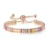 Trendy Women Girls Luxury Multicolor Zircon Adjustable Bracelet Fashion Rainbow Color Tennis