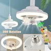 30/48/60W ventilateur de plafond E27 avec lumière LED et télécommande 360 ﾰ Rotation refroidissement ventilateur électrique lampe lustre pour chambre décor à la maison