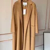 Kvinnors kläddesigner Woolen Coat Autumn Winter Dubbelsidig Cardigan Cashmere Coats Long Slim Windbreaker High-End Jacket