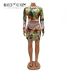 Casual Jurken BODYCON Vrouwen Tie Dye Gedrukt Single Breasted Knipsel Taille Midi Mini Jurk 2023 Zomer Street Club Feestavond