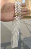 Łańcuchy 5pcs Wspaniałe 7-8 mm naturalny japoński Akoya biały naszyjnik perłowy 18-calowy 14 000 złoty p
